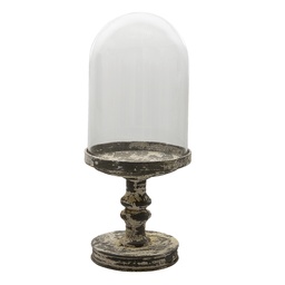 [6GL3011L] Campana di Vetro Transparente, Grigio Ø 21x49 cm