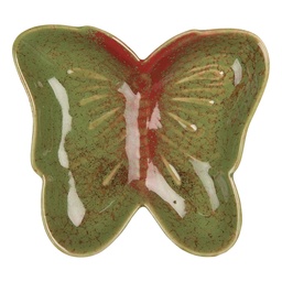 [6CE2152] Schale Schmetterling Grün Rot 14x13x2 cm