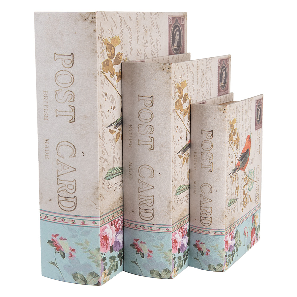 Aufbewahrungsbox Beige Blau (3) 27x22x7 / 22x17x6 / 17x12x4 cm