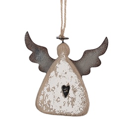 [6H2428] Décoration pendentif Ange Marron Blanc 10x2x10 cm