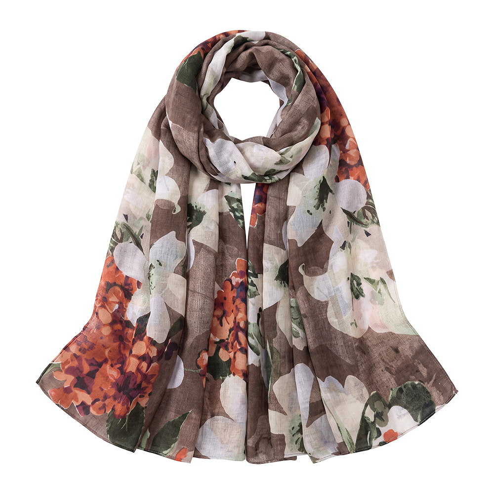 Clayre & Eef Foulard Ladies Print Marron Polyester