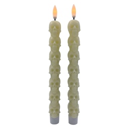 [6CA0011] Bougie avec LED set 2 Beige Ø 3x25 cm / 2xAAA