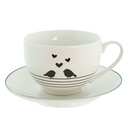 Tazzina da caffè con piattino Bianco, Nero 12x9x7 cm / Ø 14x2 cm / 220 ml