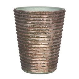 [6GL2974] Glas Kerzenhalter Kupferfarbig Ø 9x11 cm