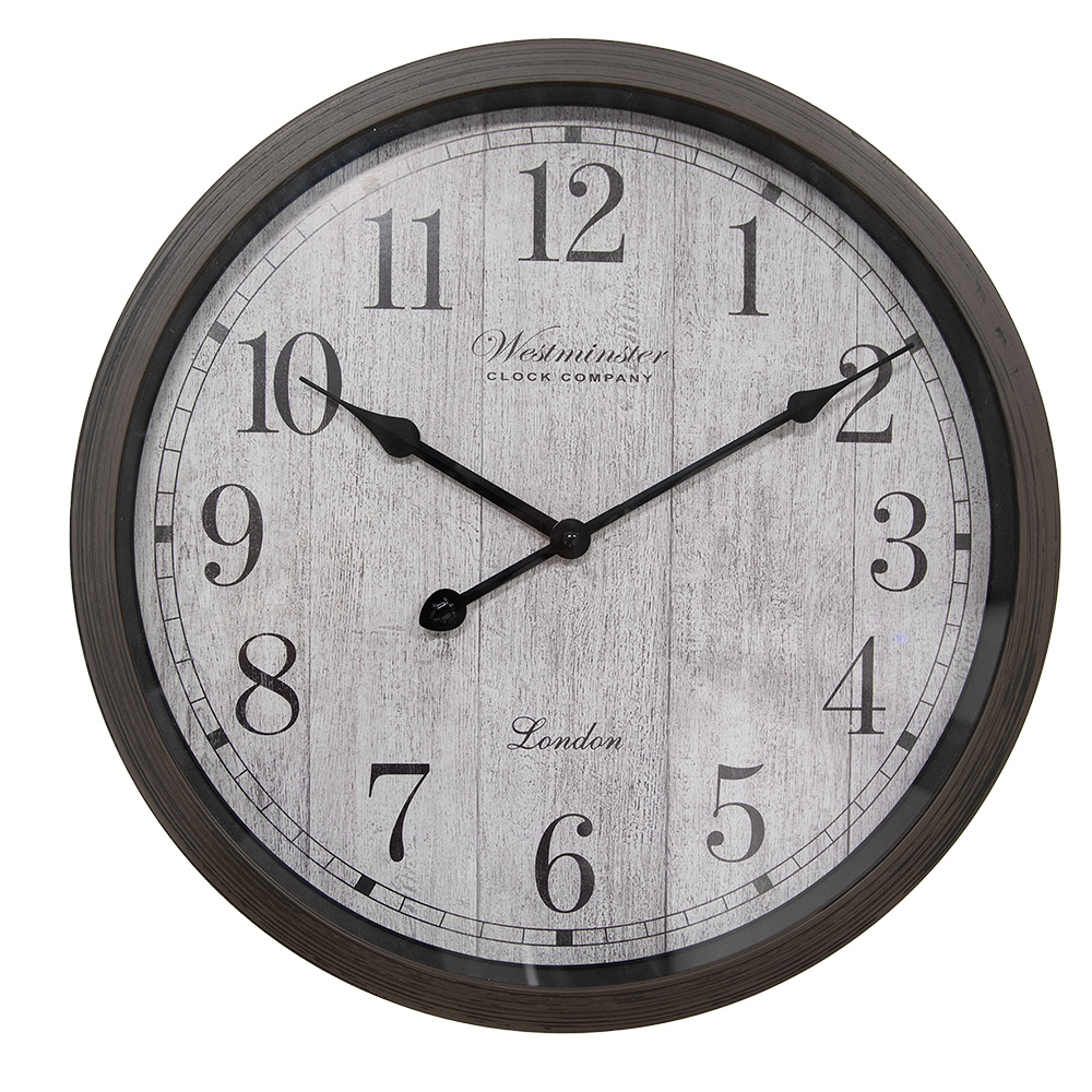 Wanduhr Braun Grau Ø 40x4 cm / 1xAA
