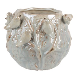[6TE0587] Flower Pot Inside Green Grey 22x21x17 cm