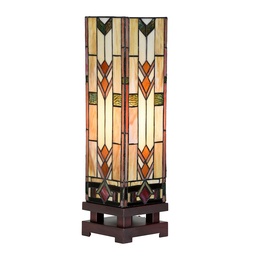 [5LL-6353] Lampe de table Tiffany Beige 15x15x54 cm E27/max 1x60W