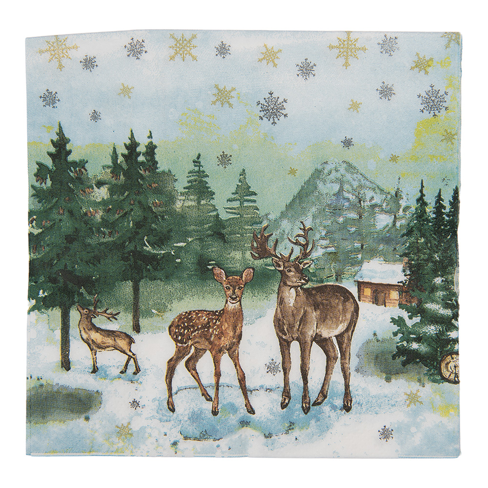 Serviettes en papier Vert Marron 33x33 cm (20)
