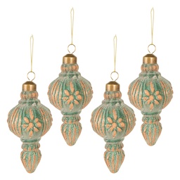 [6GL3954] Weihnachtskugel Kupferfarbig set 4 Ø 6x13 cm
