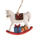 Ciondolo Decorativo Cavallo a dondolo Bianco Rosso 7x1x7 cm