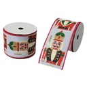 Ribbon White Red 6.3 cm x 5 m