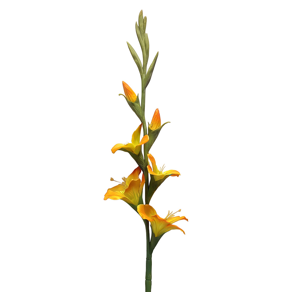 Dekorativer Zweig mit Blumen Orange Grün 92 cm