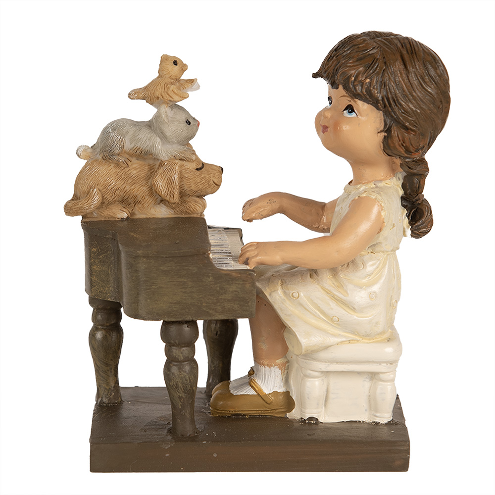 Decoratie kind met piano 10x6x10 cm