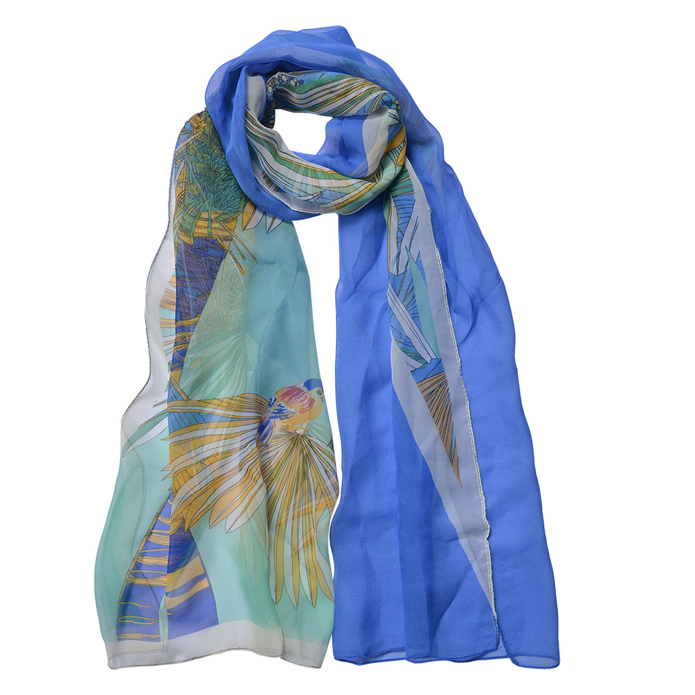 Foulard Donna Stampato Blu 50x160 cm