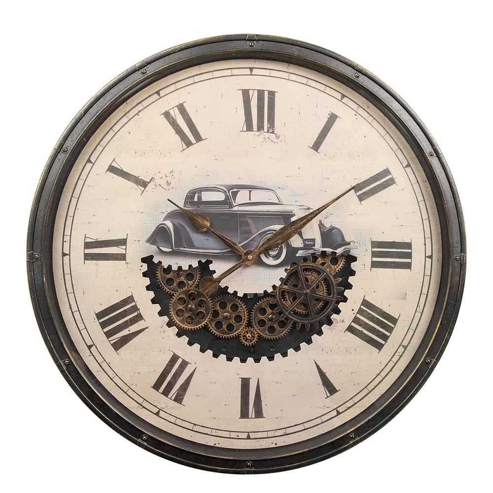 Wall Clock Black Beige Ø 76x8 cm / 3xAA
