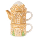 Teapot with Mug Brown White 19x12x23 cm / 550 ml / 450 ml