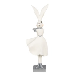 [6PR4048] Deko Kaninchen Weiß  silberfarbig13x11x37 cm