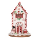 Clayre & Eef Maison en pain d'épices avec LED 14x14x22 cm Blanc Rouge Plastique