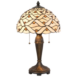 [5LL-5181] Lampe de table Tiffany Beige, Marron Ø 30x50 cm E27/max 2x40W