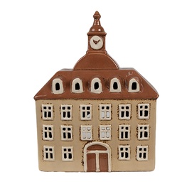 [6CE1880] Kerzenhalter Weihnachten Häuschen Beige Braun 20x10x26 cm