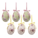 Decorative Hanger Egg (set 6) Multicoloured Ø 7x10 cm