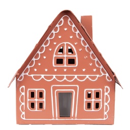 [6Y5978] Decorazione Casa con LED Marrone Bianco 23x18x23 cm / 3x AAA