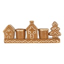 Candlestick Houses Brown White 21x4x8 cm