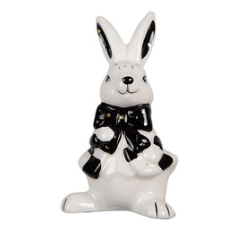 [6CE1691] Dekoration Statue Kaninchen Weiß Schwarz 5x4x9 cm