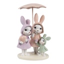 Decoration Rabbits White Pink 11x10x17 cm