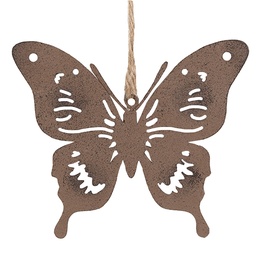 Clayre & Eef Decoratie Hanger Vlinder 11 cm Bruin Metaal