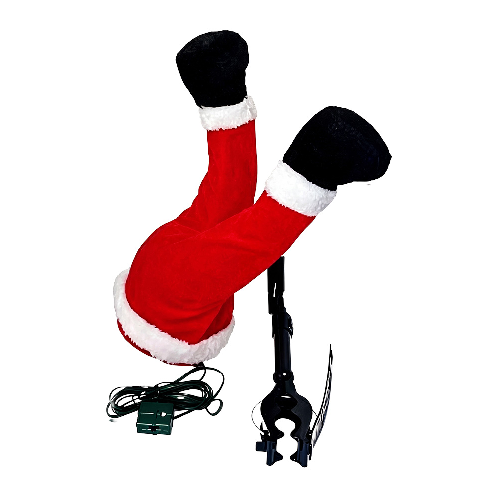 Décoration Jambes du Père Noël Rouge Blanc 35 cm