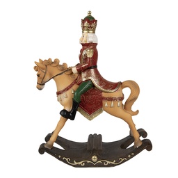 [6PR3910] Schmuck Schaukelpferd Braun, Rot 22x9x29 cm