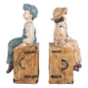 Serre-livres (lot de 2) Marron Bleu 19x10x22 cm