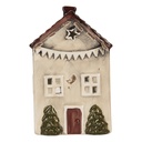 Kerzenhalter Weihnachten Häuschen Beige Rot 10x8x15 cm
