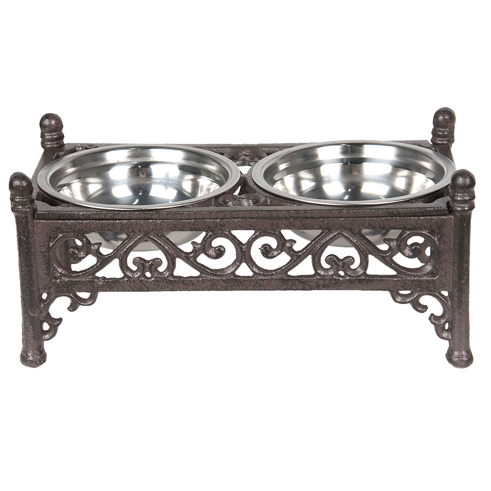 Mangeoire pour oiseaux Chien Chat Marron 28x15x13 cm / 2x500 ml