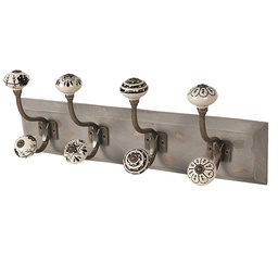 [6H1847] Wall Coat Rack 4 Hooks White 45x10x18 cm
