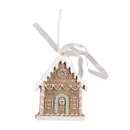 [6PR4322] Ciondolo di decorazione di una casetta Marrone Bianco 6x1x8 cm