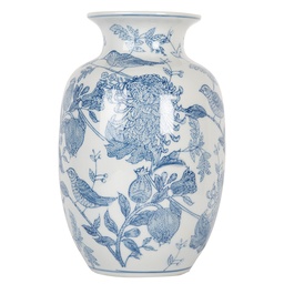 [6CE2100] Vase Blanc Bleu Ø 14x23 cm