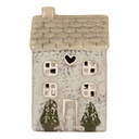 Kerzenhalter Weihnachten Häuschen Grau Beige 9x8x15 cm
