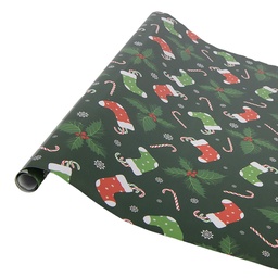 Clayre & Eef Carta da regalo 3 rotoli 50x75 cm Verde Carta