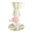 Decoration Rabbit White Green Ø 15x24 cm