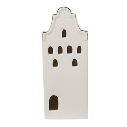 [6CE1599L] Dekoration Haus mit LED Beige, Goldfarbig 8x8x20 cm