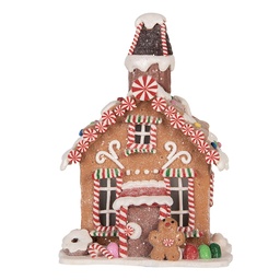 Clayre & Eef Casa di pan di zenzero con LED 13x13x19 cm Marrone Plastica