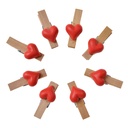 Pince à linge avec coeur (set 8) Rouge Marron 1x2x3 cm
