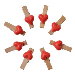 Clayre & Eef Patères décoratives 3x2 cm Rouge Bois Coeurs