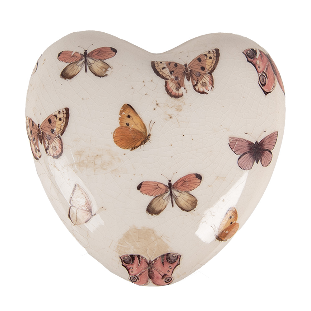 Deko Herz Beige Rosa 10x10x4 cm