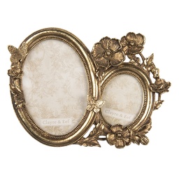 Clayre & Eef Photo Frame 15x18 cm Gold colored Polyresin Flowers