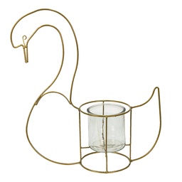 [6Y4985] Portacandele Cigno Oro 33x13x41 cm