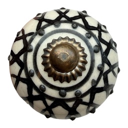 [64792] Doorknob White Black Ø 4x3 cm / S3 cm