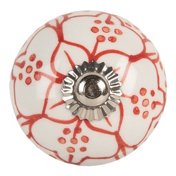 Clayre & Eef Türknauf Ø 4x4 cm Rot Weiß Keramik